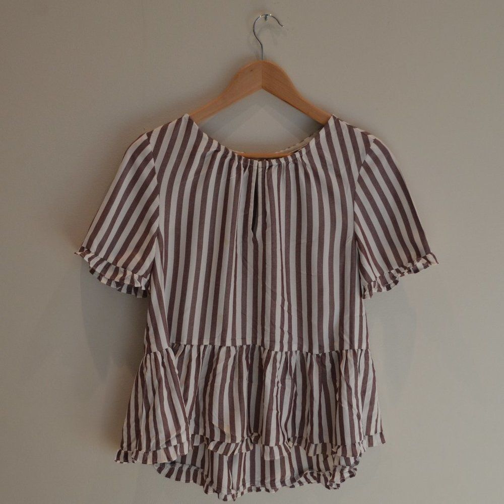 Madewell Size S Red/Brown Striped Blouse